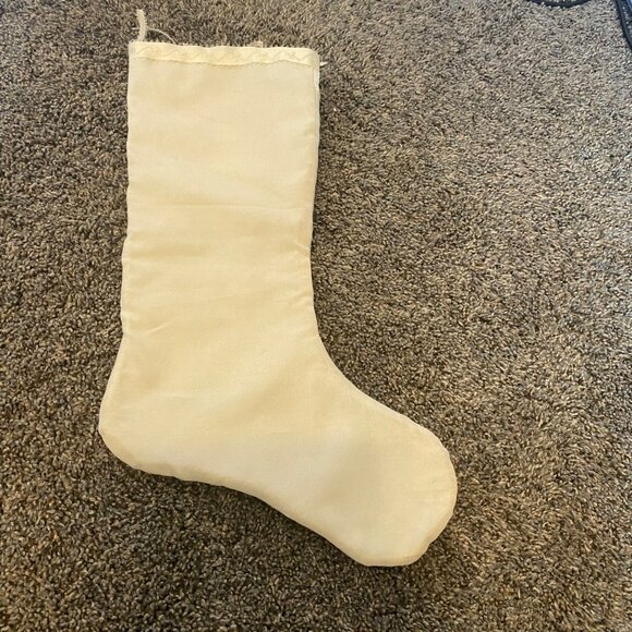 Vtg Handmade Ivory Satin Quilted Christmas Stocking 16.5” Ribbons - Picture 6 of 6